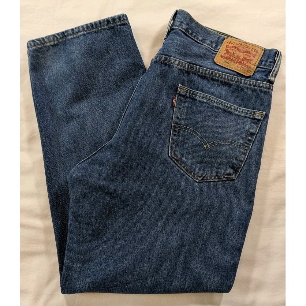 Levi's 550 Men's Relaxed Fit Tapered Leg Jeans Blue Dark‎ Stonewash 36x30